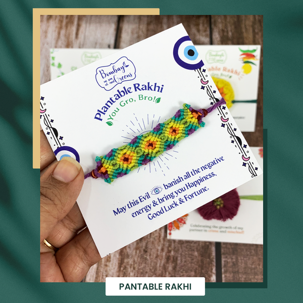 Plantable Seeds Evil Eye Rakhi Set | Green & Yellow