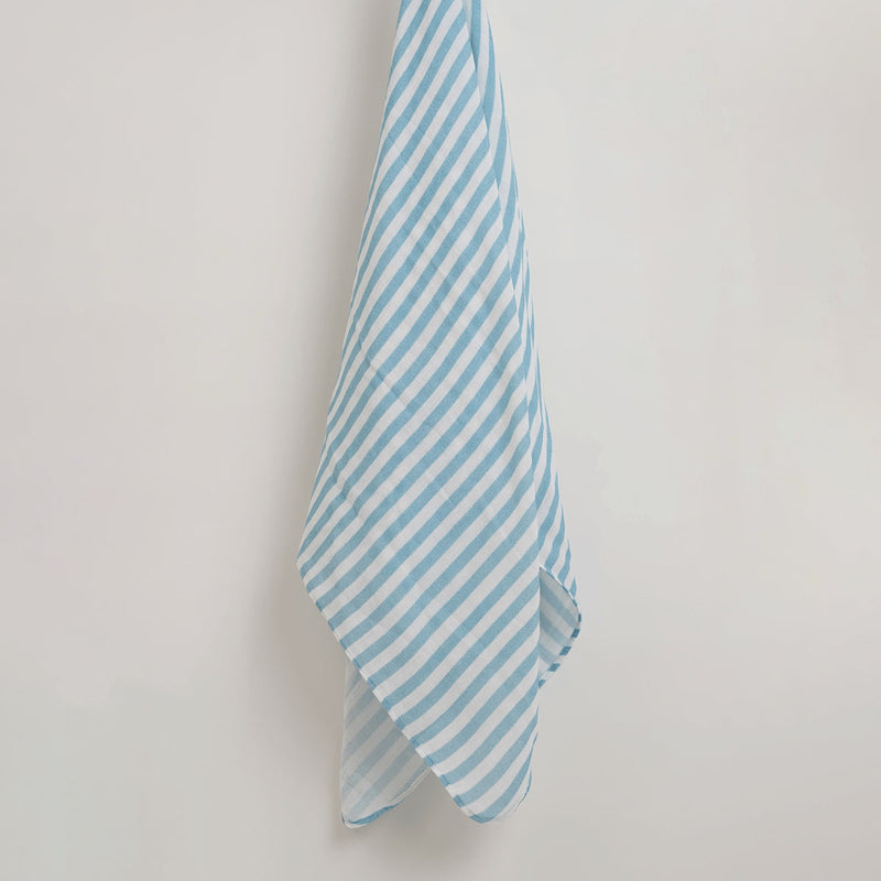 Organic Cotton Baby Swaddle | Car Design & Striped | Blue & White | 120 x 120 cm | Set of 2.