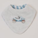 Newborn Baby Gifts | Bib & Burp Cloths | Baby Swaddle | Cap Mittens Booties Set | Blue & White | Set of 6.