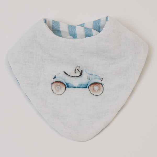 Newborn Baby Gifts | Bib & Burp Cloths | Baby Swaddle | Cap Mittens Booties Set | Blue & White | Set of 6.