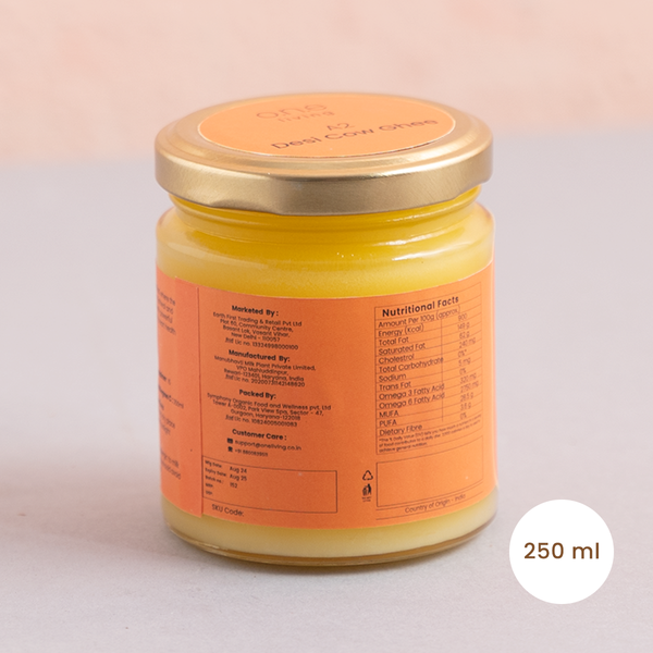 A2 Desi Cow Ghee | 250 ml | Traditional Bilona Method