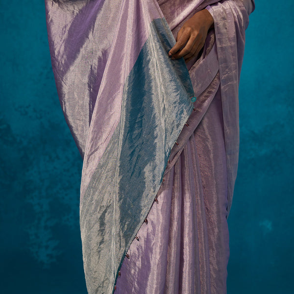 Cotton Silk Saree with Blouse Fabric | Lilac Silver