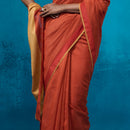 Chanderi Saree with Blouse Fabric | Zari Borders | Rust