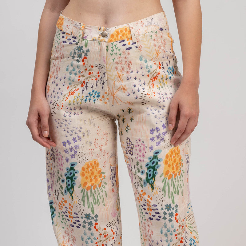 Women Cotton Linen Pants | Tapered | Multicolour