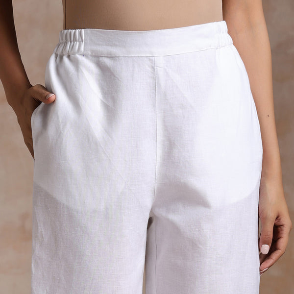 Women Linen Pants | Anti-Fit | White