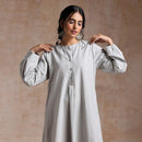 Melange Cotton A-Line Dress | Grey
