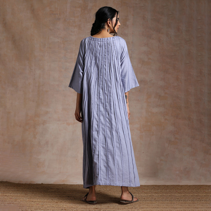 Soft Cotton Kaftan Dress with Slip | A-Line | Side Slit | Grey
