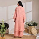 Linen Kurta Set | Long Tunic & Pant | Peach