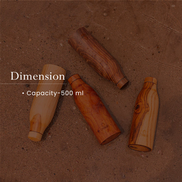 Wooden Copper Bottle | Teak Wood | 500ml