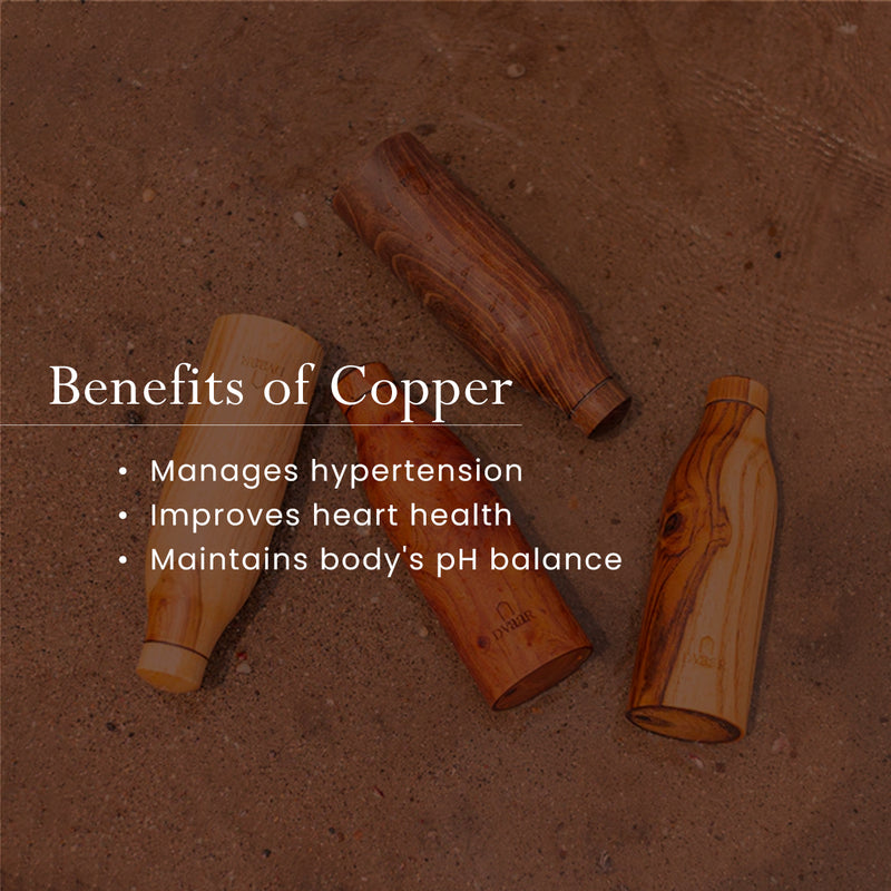 Wooden Copper Bottle | Teak Wood | 500ml