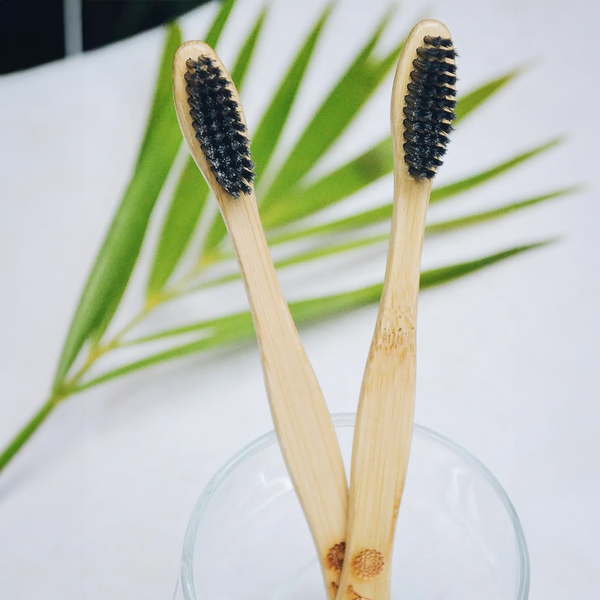 Tongue Cleaner & Charcoal Bamboo Toothbrush Kit | Set of 4