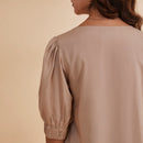 Embroidered Bamboo Top for Women | Beige