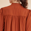 Embroidered Shirt for Women | Bamboo Bemberg | Rust | Full Sleeves