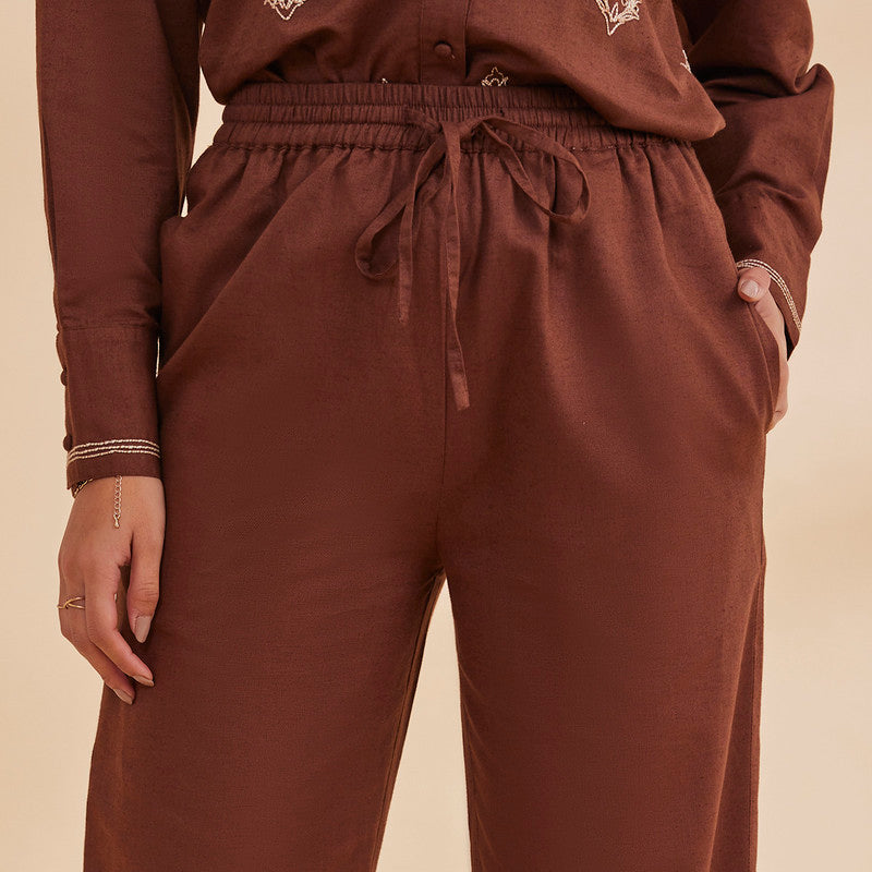 Organic Cotton Linen Pants for Women | Brown