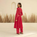 Chanderi Kurta Set | V-Neck | Pink