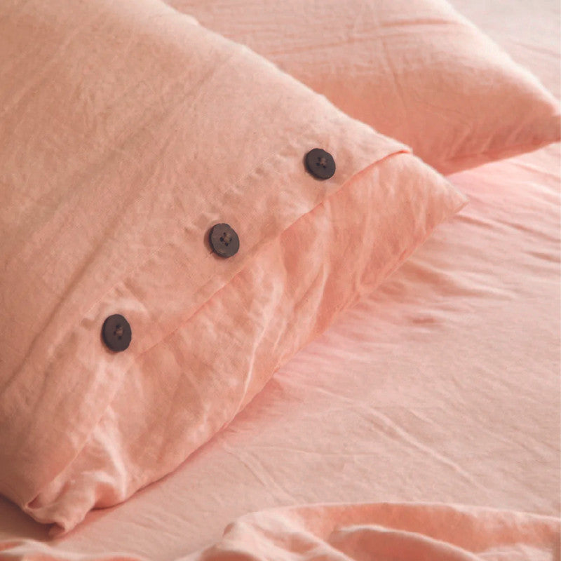 Linen Pillow Covers | Peach Pink | Set of 2