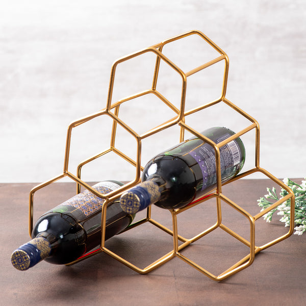 Iron Wired Wine Rack | Gold