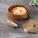 Teak Wood &  Stainless Steel Modish Roti Box | Brown & Gold