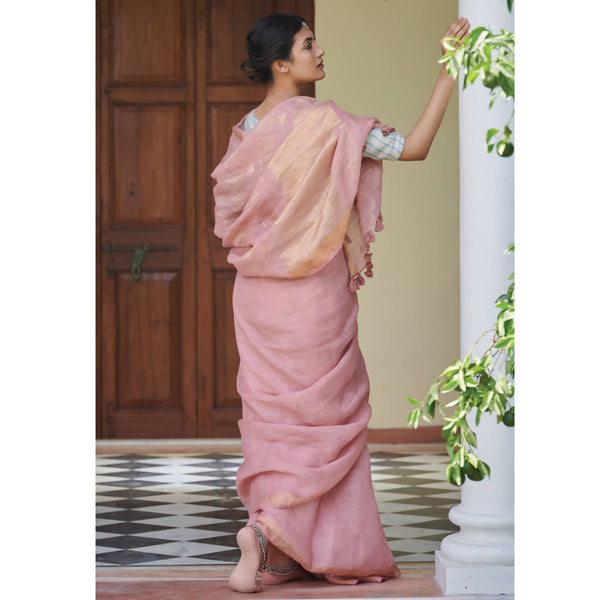 Linen Saree | Festive Wear for Women | Pink