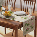 100% Cotton Floral Print Table Runner | Beige