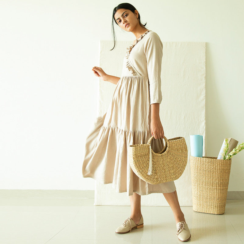 Pure Linen Tier Dress | Beige