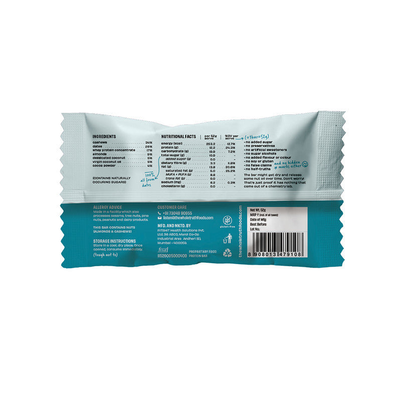 Protein Bars | Coconut Cocoa | Pack of 6 (6 x 52g) | No Added Sugar