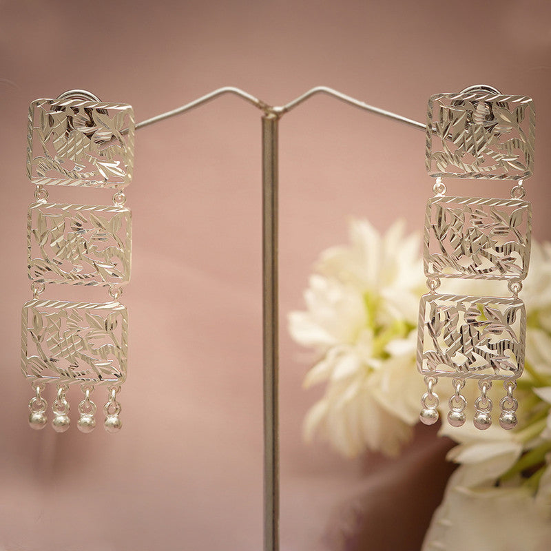 92.5 Silver Dangler Earrings | Silver Earrings | White Finish