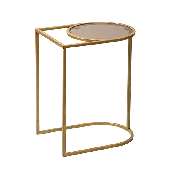 Iron & Glass Side Table | Gold | L-12xW-9xH-20 Inches