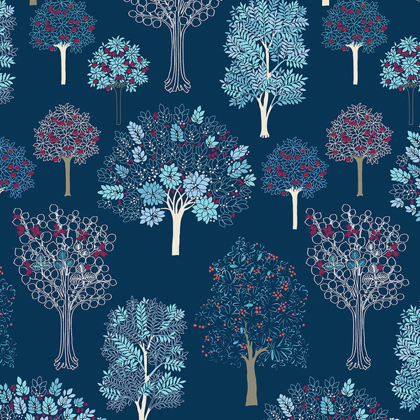 Cotton Table Runner | Floral Print | Blue | 180x33 cm