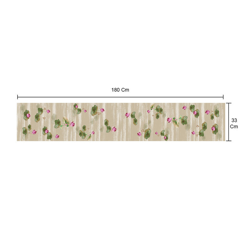 100% Cotton Floral Print Table Runner | Beige