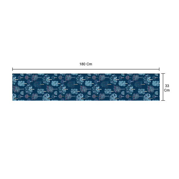 Cotton Table Runner | Floral Print | Blue | 180x33 cm