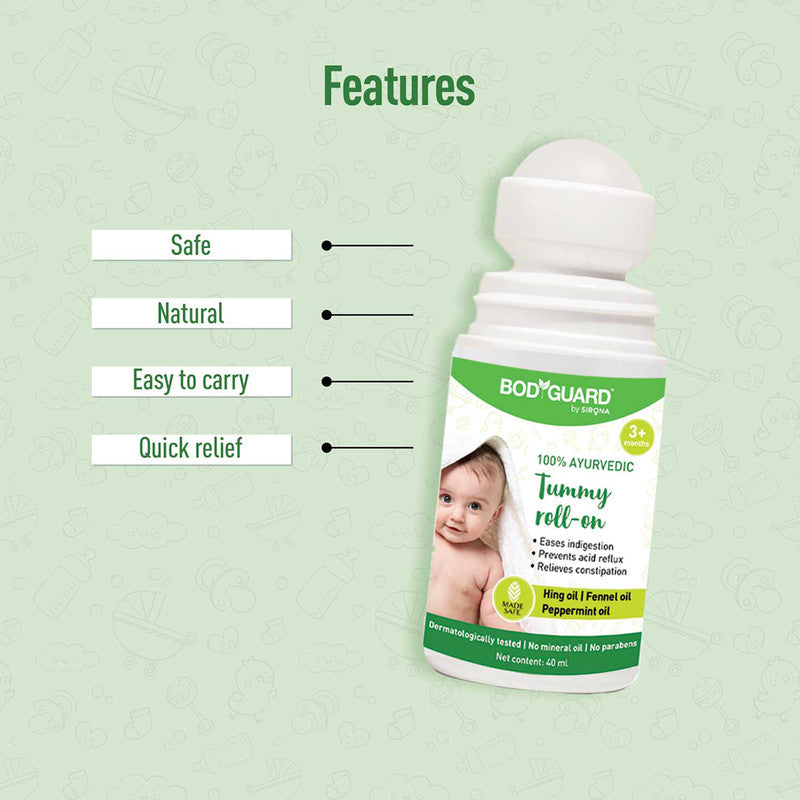 Bodyguard Tummy Roll On | Baby, Colic Relief, Constipation | 40 ml | Pack of 3