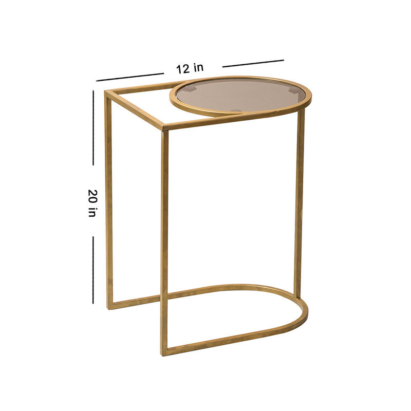 Iron & Glass Side Table | Gold | L-12xW-9xH-20 Inches