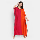 Cotton Kaftan | Ankle Length | Pink & Orange