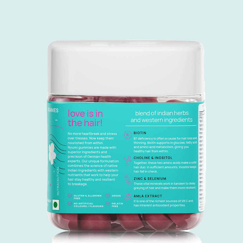 Nyumi Hair Gummies | Reduces Hairfall & Delays Greying | 50 Gummies