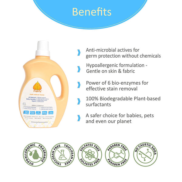 Natural Laundry Detergent | Baby Safe | Plant Based | 1 L