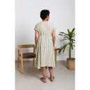 Cotton Calf Lenght Dress | Striped | Pine