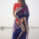 Maheshwari Silk Cotton Saree | Navy Blue