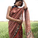 Chanderi Saree | Bagru Printed | Red