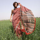 Chanderi Saree | Bagru Printed | Red