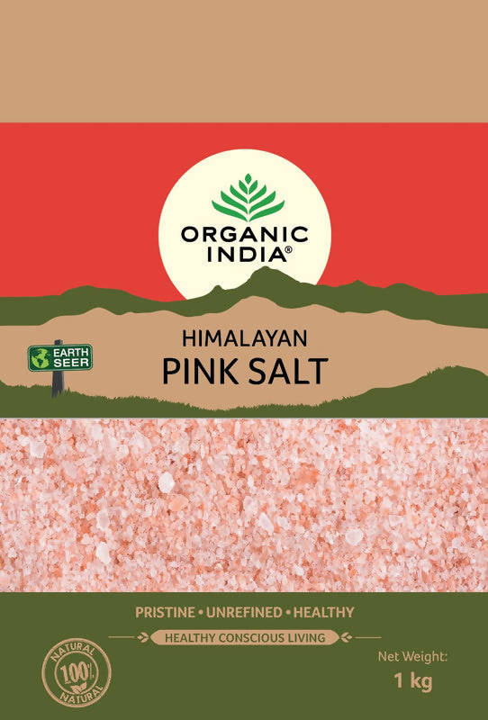 Organic India | Natural Pink Rock Salt | Sendha Namak | 1 kg | Pack of 2.