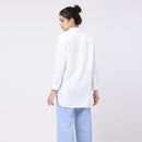 Cotton Curved Hemline Shirt | White