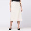 Cotton Tencel Wrap Skirt | Beige