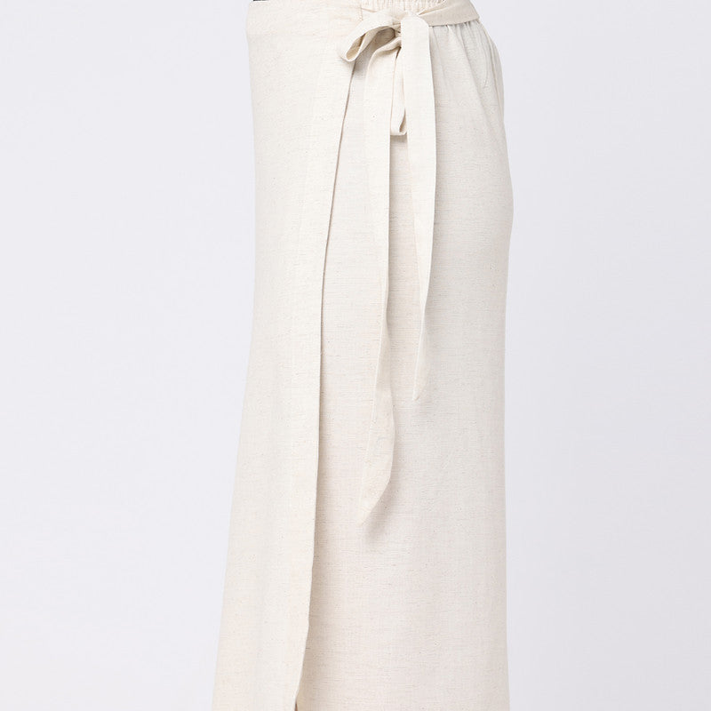 Cotton Tencel Wrap Skirt | Beige