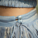 Handwoven Chanderi Pleated Skirt | Blue