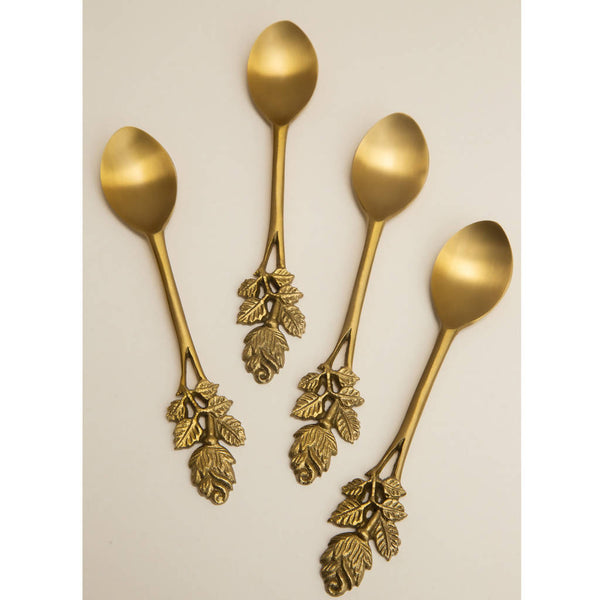 Gift Hampers | Tulip Gold Brass Spoon | Handcrafted | Set of 4