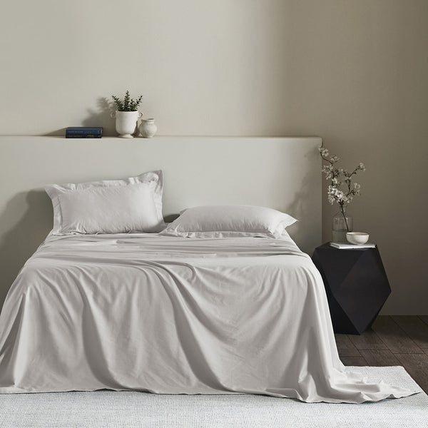 Cotton Bedsheet Set | Double Bedsheet | Feather Stitch | 300 Thread Count |  Beige