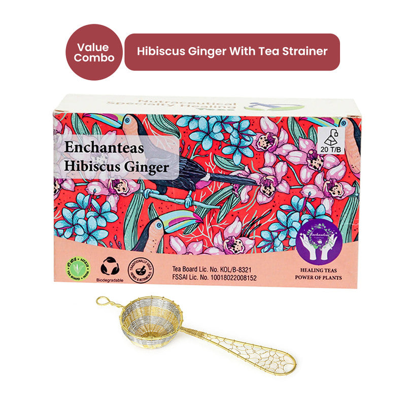 Hibiscus Flower Ginger Tea With Brass Strainer