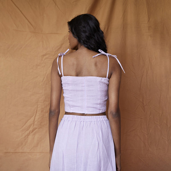 Pure Linen Crop Top | Tie-Straps | Lavender