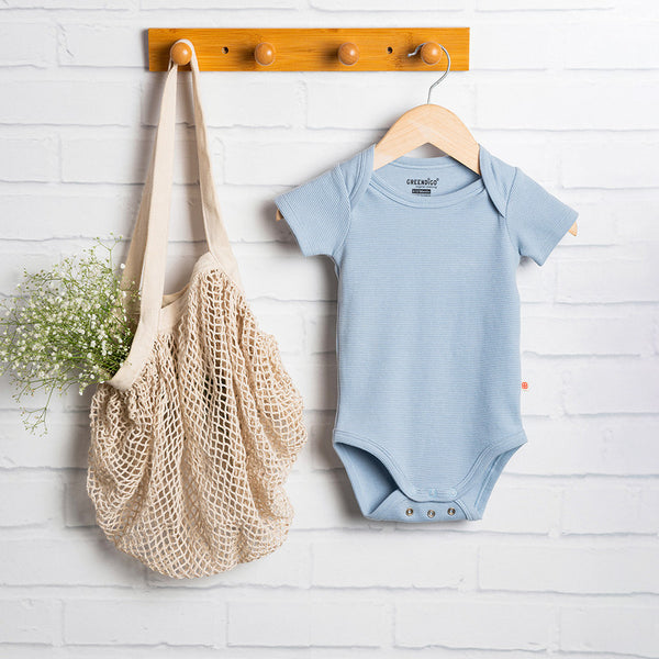 Organic Cotton Baby Romper | Light Blue